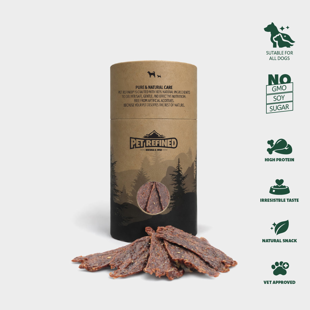 Pet Refined® Beef Jerky Strips – 100g