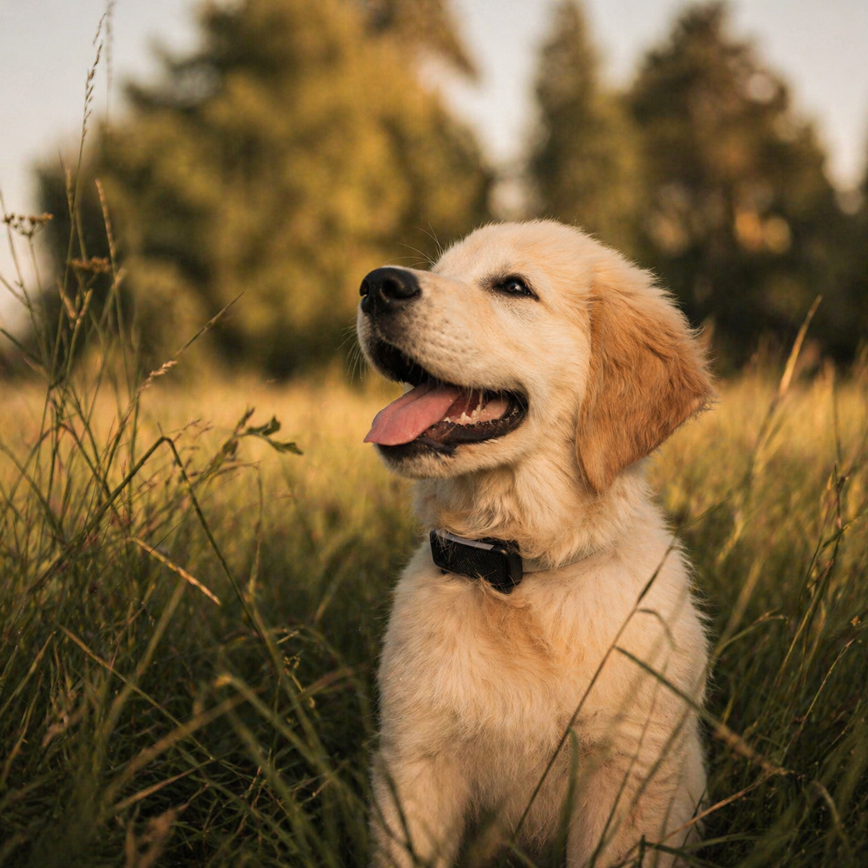 Puppy in a natural meadow for healthy junior dog nutrition